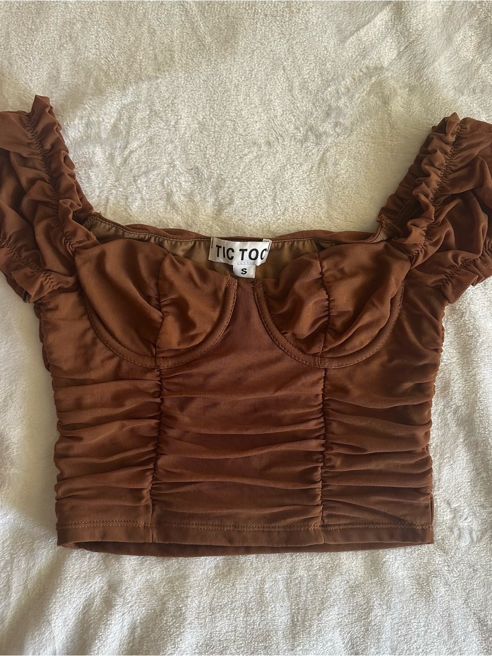 Brown Ruched Coset Top
